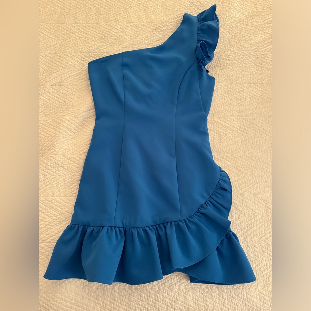 Do+Be Blue One Shoulder Dress